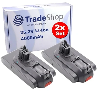 Imagen de Trade Shop Batería de ion litio (2 unidades, 25,2 V, 4000 mAh, compatible con Dyson V11 Absolute Extra, Animal, Click In, V15 Detect)