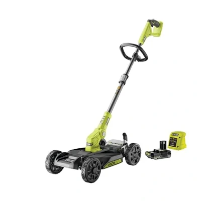 Imagen de Ryobi RY18LMC30A 120 Cortacésped 3 en 1 de 18 voltios, Recortadora/cortadora/Barra Basura, diámetro 30 cm, batería 2,0 Ah y Cargador 1,5 A,
