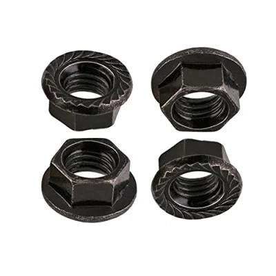 Imagen de CONPHERON M6 Tuerca de Brida Dentada Bloqueo Hexagonal Acero al Carbono Galvanizado, Negro, M6, 40 pcs