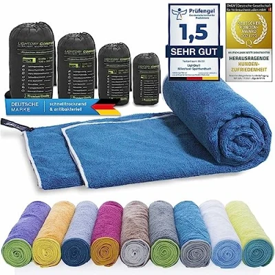 Imagen de Toalla deportiva de mochila microfibra LightDry para hombres y mujeres viaje secado extremadamente rápido Toallas playa baño Absorbente, ligera antibacteriana (200 x 100 cm, Petrol)