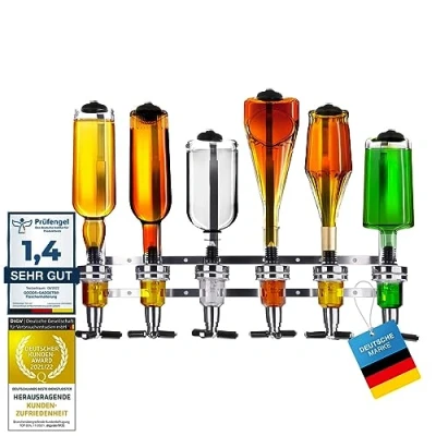 Imagen de Bar Butler para Bebidas espirituosas Soporte Botellas de 2cl Dosificador Porcionador (Soporte 6 Montaje en la Pared)