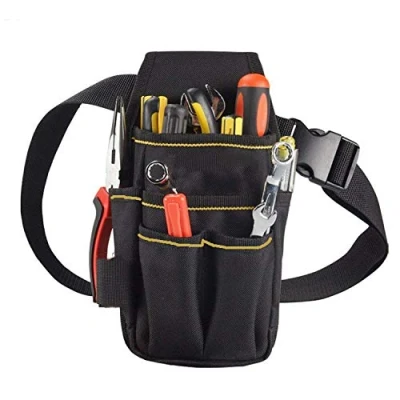 Imagen de Bwnbvios Bolsa de herramientas lona con cinturón nailon ajustable, resistente y profesional, para electricistas, técnicos, color negro