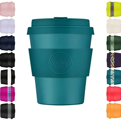 Imagen de 8oz 240ml Ecoffee Cup Reutilizable Eco Friendly 100% Plant Based Coffee with Silicone Lid &amp; Sleeve Melamine Free Travel Mug, Bay Of Fires