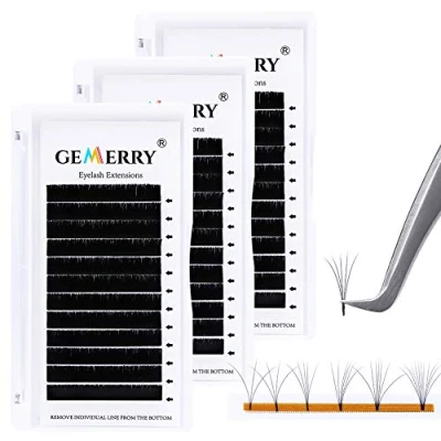 Imagen de 3pcs Extensiones de Pestañas Volumen Ruso 2D 3D 5D 8D 10D 0,07mm C curl, longitud 12mm 13mm 14mm Postizas Individuales Naturales Profesional GEMERRY (0.07 C12+C13+C14)