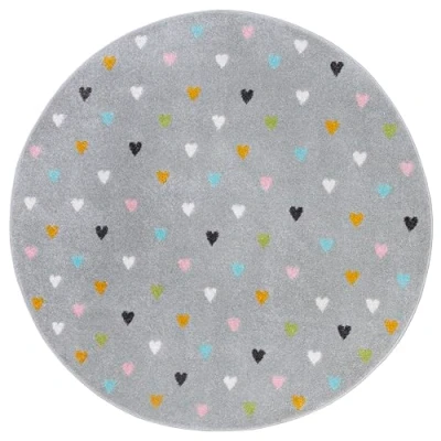 Imagen de Hanse Home Adventures Alfombra Infantil Redonda con diseño de Corazones, para habitación Infantil, Sala Juegos, Juvenil, salón, Color Gris, 100 cm