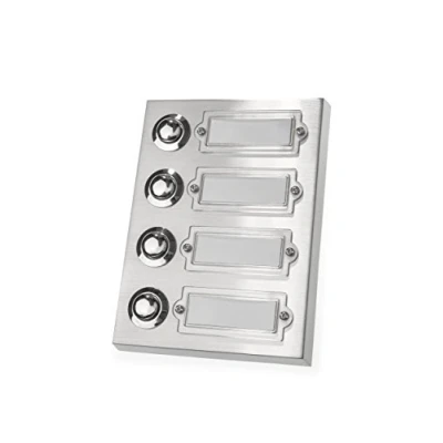 Imagen de HUBER pulsador de timbre superficie metal con placa identificación I latón cromado puerta frontal