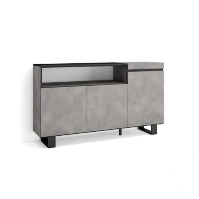 Imagen de Skraut Home Aparadores para salón Gran Capacidad de almacenaje 150x87x35cm 3 Puertas Diseño Industrial Estilo Moderno Cemento