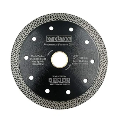 Imagen de DT DIATOOL Disco Tronzador Diamante 125 mm x 22,23 mm/20 Hoja de Sierra con Malla Turbo para Corte Porcelanico Azulejos Mármol Granito Cerámica