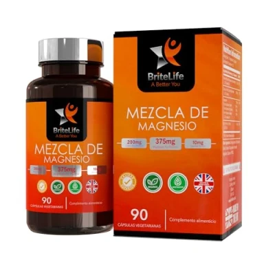 Imagen de BL Complejo de Magnesio Glicinato, Malato y Citrato 90 Cápsulas 375mg Magnesio, Glicinato con Zinc, Calcio Vitamina B6 Sin OGM, Lácteos Gluten