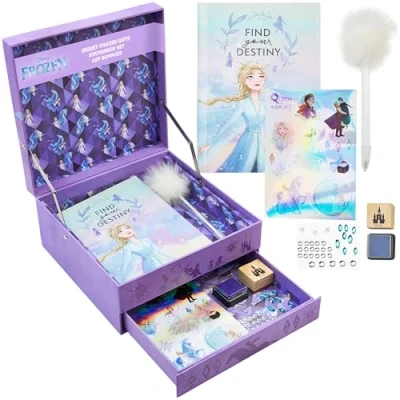 Imagen de Disney Stitch Conjunto de Álbum Recortes con Cuaderno, Pegatinas, Bolígrafo y Set Manualidades Regalos para Niñas (Morado Frozen)