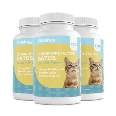 Imagen de VITTALOGY Condroprotector para Gatos. Antiinflamatorio Natural con Colágeno, Condroitina, Hialurónico y Cúrcuma. Complemento Alimenticio Caderas, Articulaciones Cartílagos. 360 Cápsulas