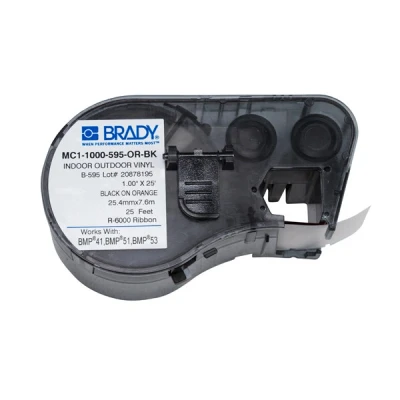 Imagen de Brady MC1 1000 595 OR BK cinta de vinilo negro sobre naranja 25,4 mm x 7,62 m (original)
