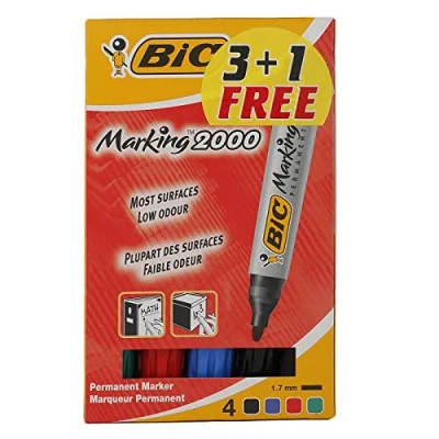 Imagen de BIC Marking 2000 Pack de 4 rotuladores permanentes (negro, rojo, verde, azul)