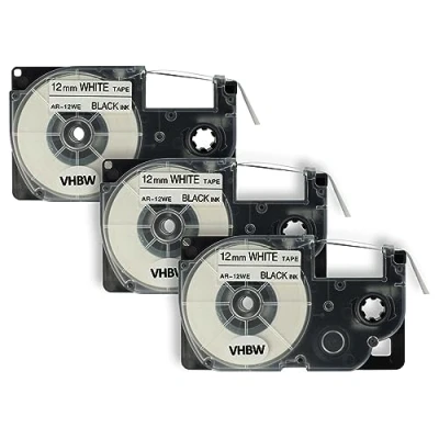 Imagen de vhbw 3x casete de cinta, cartucho 8 mm compatible con Casio CW L300, KL 100E, 120, 1500, 200E, 300