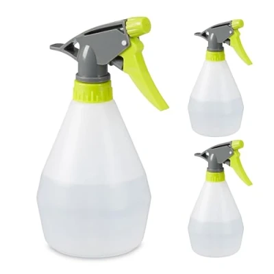 Imagen de Relaxdays Pulverizador Agua, Pack 9, 500 ml, Boquilla Niebla y Chorro, Escala, Rellenable, Plástico, Atomizador, Blanco