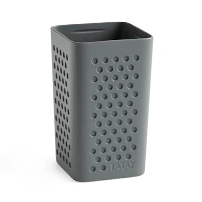Imagen de TATAY Vaso para el Cepillo de Dientes y Pasta Bohol, Polipropileno, Libre BPA, Plástico 100% Reciclado, Gris Antracita. Medidas: 6,5 x 11 cm