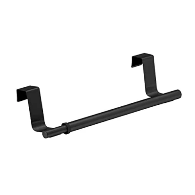 Imagen de Wenko Toallero telescópico para Puerta, Soporte Extensible cocinas y baños, Colgar en Puertas de cajones armarios, fijación sin taladrar, Acero Inoxidable, 36 60 x 6 7 cm, Negro