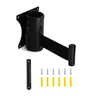 Imagen de QWORK® 3M Barrera de Cinturón retráctil montada en la Pared, Cola, Cinta Control multitudes, Negro