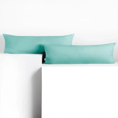Imagen de DecoKing 2 Fundas de Almohada 40 x 145 cm algodón Jersey con Cremallera Turquesa Claro ámbar