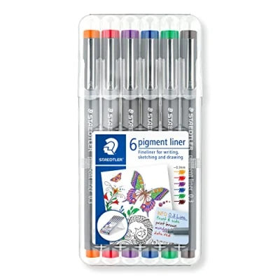 Imagen de Staedtler 308 02 9 Rotulador de punta fina, 0.3 mm, Multicolor, Paquete 6 colores
