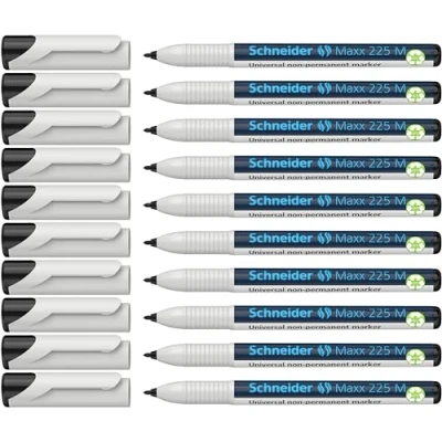 Imagen de Schneider Maxx 225 M Rotulador universal (no permanente, borrado en húmedo, 1,0 mm, 10 unidades), color negro