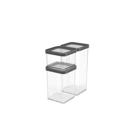 Imagen de Rotho Loft Juego de 3 latas almacenamiento LOFT, plástico (PP), sin BPA, transparente, (21,2 x 11,4 23,5 cm)