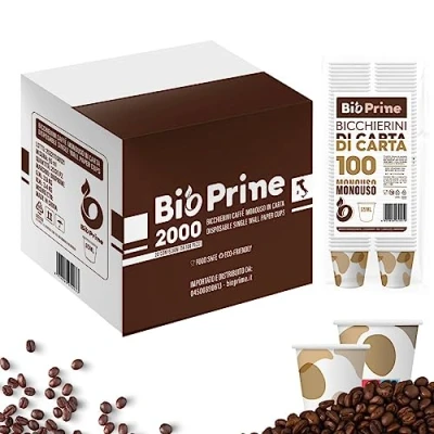 Imagen de 2000 vasos de café papel 75 ml desechables, en paquetes 50 biodegradables, desechables y chorros ecológicos