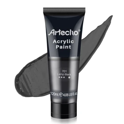 Imagen de Artecho Pinturas Acrilicas 120ml Negro, Impermeable y resistente a la luz, para Lienzos, Tela, Madera, Cristal, Piedras.