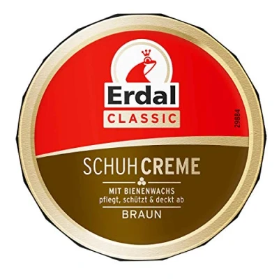 Imagen de Erdal Classic Crema para zapatos con cera de abejas marrón aceites nutritivos, cuida, protege y refresca el color, 1 x 75 ml