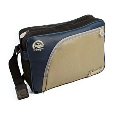 Imagen de BRISA VW Collection Bolso Bandolero estilo Messenger con perfil de neumático T1 Bus (Vintage/Beige y Azul)
