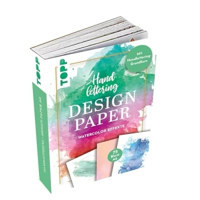 Imagen de Handlettering Design Bloque de papel para acuarela, A6: 75 feste Motivpapiere (DIN A6, 220 g/m²) mit 25 verschiedenen Watercolor Hintergründen zum Belettern Grundkurs