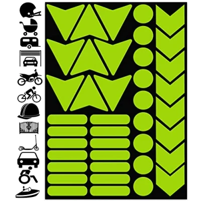 Imagen de Biomar Labs® 40 unids alta visibilidad advertencia pegatinas reflectantes kit calcomanías neón verde amarillo reflector de seguridad nocturna universal auto adhesivo D 73 Z*