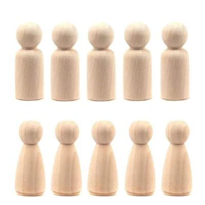 Imagen de LUUFAN 20 muñecas de madera sin terminar 65 mm, para mujer, macho, cuerpos lisos, ángel manualidades, bodas, fiestas (paquete 20)