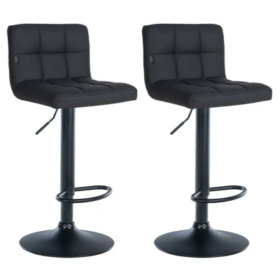 Imagen de CLP Set De 2 Taburetes Bar Feni En Polipiel I Pack Sillas Giratorias Modernas con Base Met·Lica &amp; ReposapiÈs, Color:Negro, Color del Marco:Negro