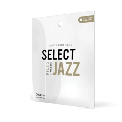 Imagen de Cañas para saxofón alto D&#039;Addario Woodwinds Organic Select Jazz Filed Selladas individualmente 3 suaves, paquete de