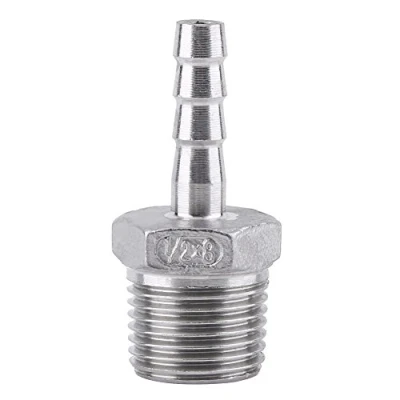 Imagen de SS304 Conector de Cola Manguera Racor Tubería Adaptador Acero inoxidable Rosca BSP Macho(1/2 * 8mm)