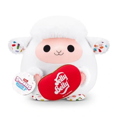 Imagen de Snackles Serie 2 de 20 cm ZURU muñeco blandito y achuchable Peluche con Accesorio Snack Marca Licencia, Lamb (Jelly Belly)