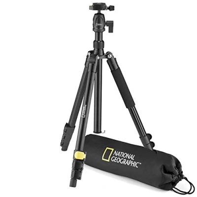 Imagen de National Geographic NGTR001L Kit de trípode viaje con monopié, aluminio, patas 4 secc., bloqueo por palanca, peso 6 kg, bolso, rótula bola, liberación rápida, color negro [Exclusiva Amazon]