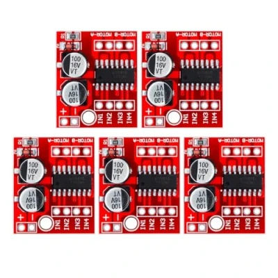 Imagen de DollaTek 5Pcs Tarjeta de Controlador Motor CC Doble Canal L298N PWM Velocidad Módulo Paso a H Puente