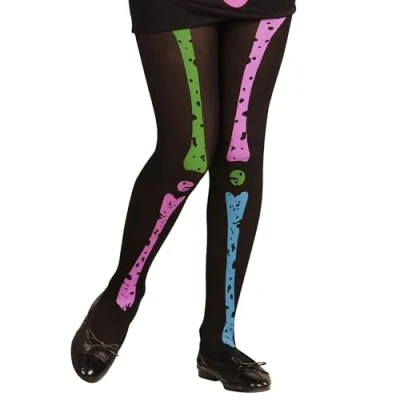 Imagen de WIDMANN 29993 Medias Esqueleto para Niña, Danza, Gótico, Terror, Dia De Los Muertos, Halloween, Carnaval, 70 Den, Talla 11 14 Años, Multicolor