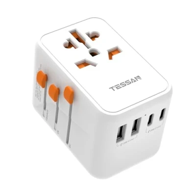 Imagen de TESSAN 100W GAN Adaptador Enchufe Universal, Cargador USB C Carga Rapida, Universal Viaje con y A, de para USA Reino Unido Italia Tailandia Japón Australia
