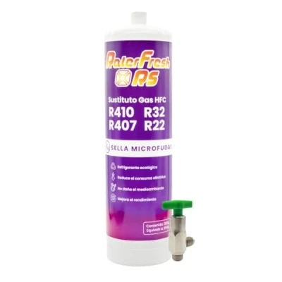 Imagen de Gas Refrigerante Orgánico para Aire Acondicionado Tipo Split Ralerfresh RS Equivalente a 950gr sustituto de los Gases R410, R32, R407 y R22 (Botella + Llave)