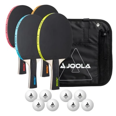 Imagen de JOOLA Juego de ping pong Neon con 4 raquetas pong, 8 pelotas y bolsa transporte
