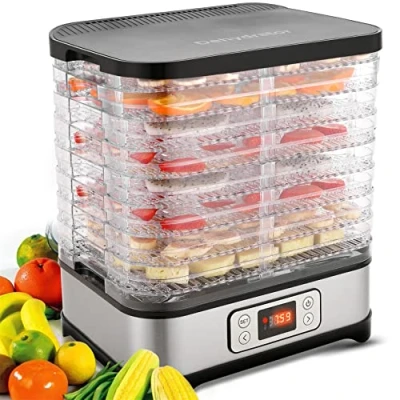 Imagen de COOCHEER Deshidratador de Alimentos 8 Pisos Bandejas, Frutas y Verduras 400W con Temporizador 72H Temperatura ajustable,Pantalla LCD,sin BPA