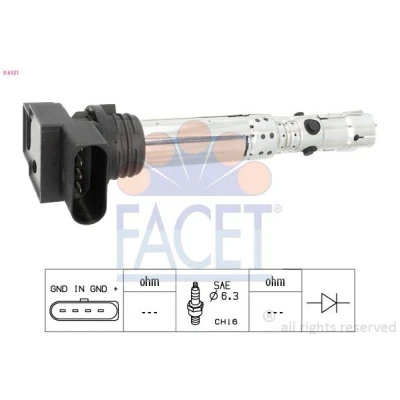 Imagen de FACET 9.6331 Bobina de encendido COIL ON PLUG SEAT: Ibiza 3, SKODA: Fabia I Hatchback, 2, 1 Combi, VOLKSWAGEN: Polo IV Hatchback