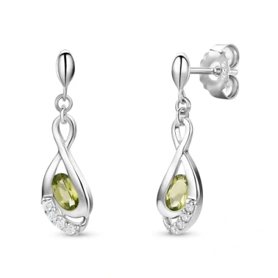 Imagen de Miore Pendientes de mujer plata ley 925 con peridotos y circonitas. piedras semipreciosas hipoalergénicas. Stud cierre mariposa.