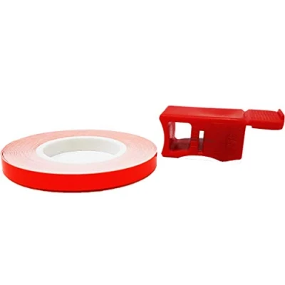 Imagen de 4R Quattroerre.it 10241 Wheel Stripes Franjas Fluorescentes para Llantas de Moto con Aplicador, Rojo, 5 mm x 6 mt