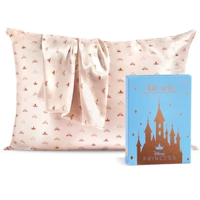 Imagen de Disney x Kitsch Funda de Almohada satén para el Cabello, más Suave Que la Seda Cabello y Piel, con Cremallera, Fundas