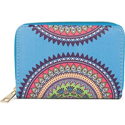 Imagen de styleBREAKER Monedero pequeño para Damas con un Colorido patrón de Adorno Mandala, Estilo ETNO, Cremallera, Cartera 02040149, Color:Azul Verde Naranja