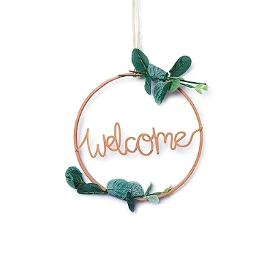 Imagen de HEITMANN DECO Guirnalda de Flores Artificiales con Hojas, Bienvenida, Natural/Verde, Aprox. 20 cm